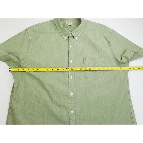 J. Crew Size 2XL Classic Stretch Mens Olive Green Short Sleeve Button Down Shirt - Picture 3 of 9